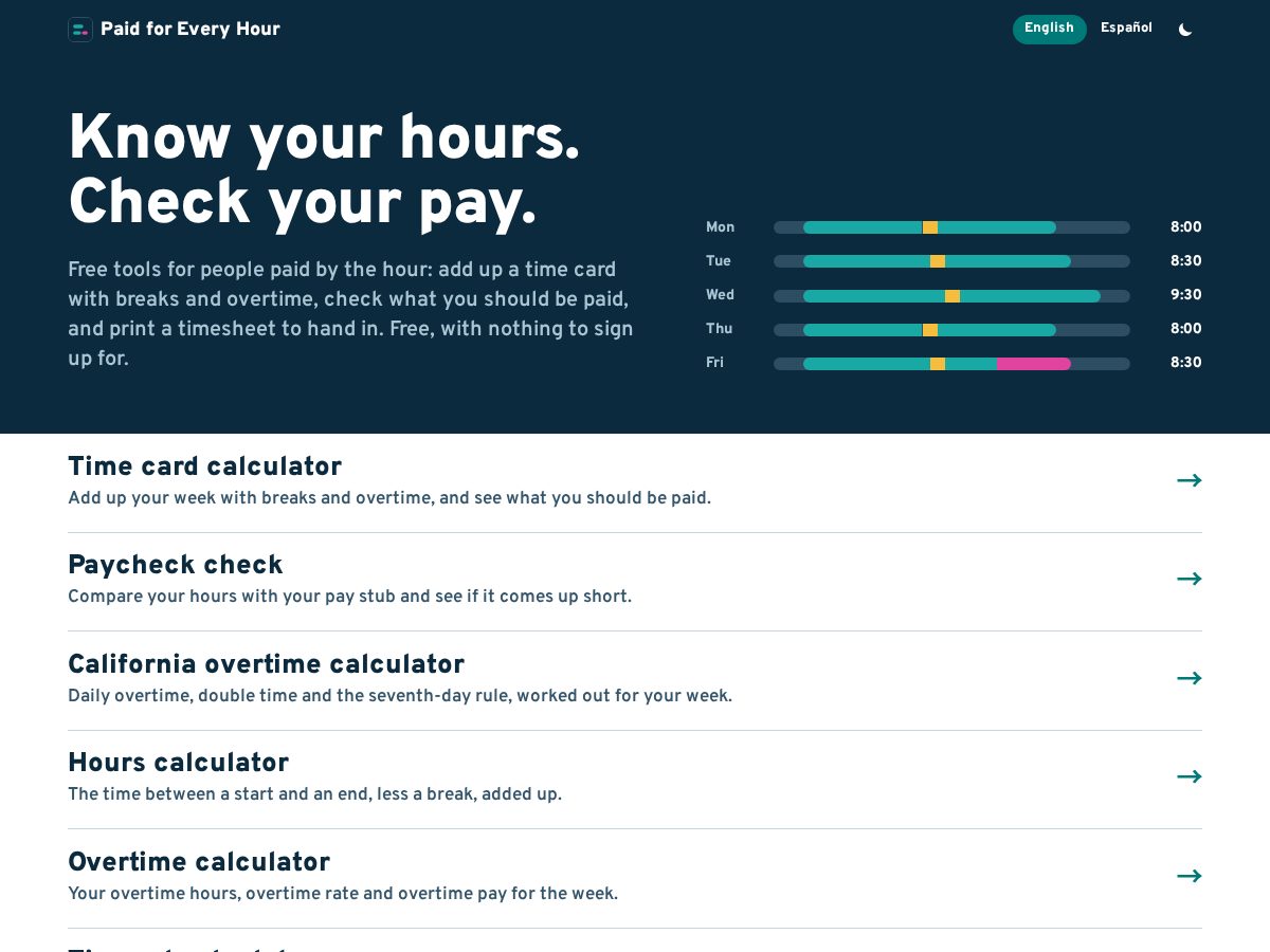 Landing-page snapshot of paidforeveryhour.com