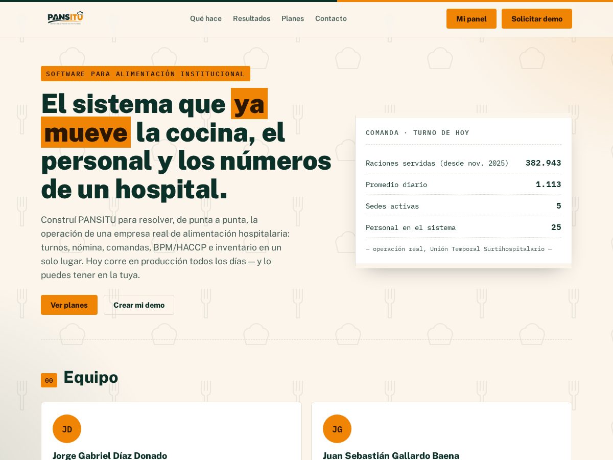 Landing-page snapshot of pansitu.com