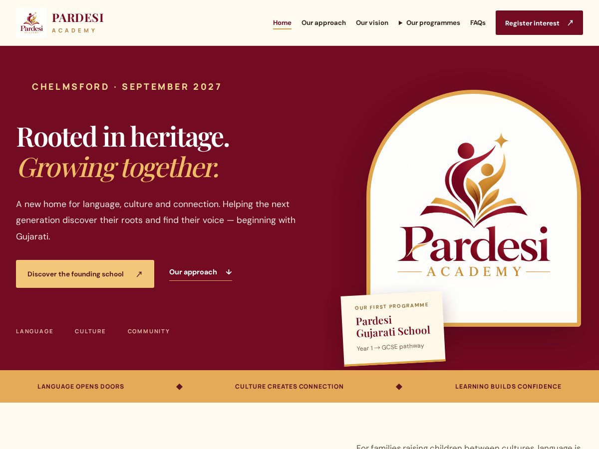 Landing-page snapshot of pardesi.academy