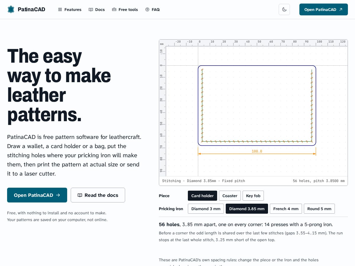 Landing-page snapshot of patinacad.com