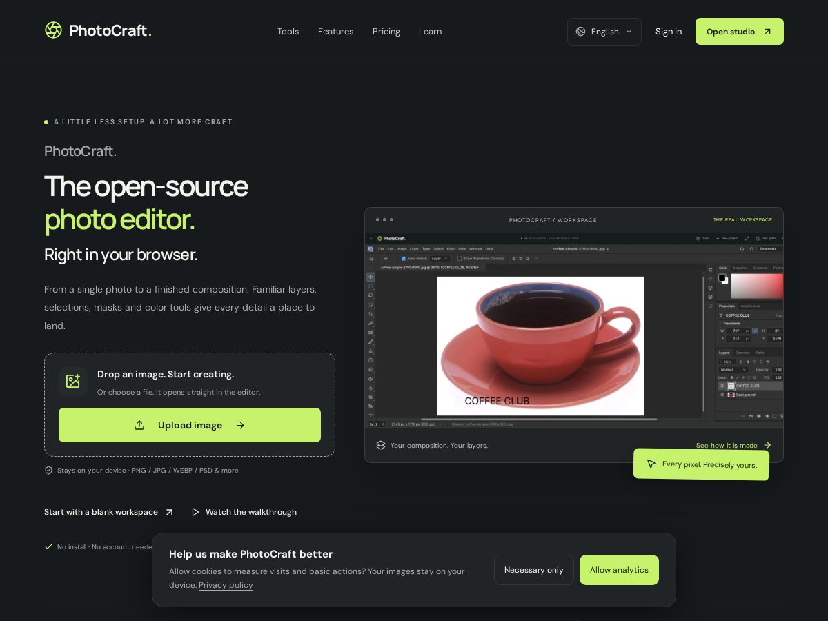 Landing-page snapshot of photocraft.pics
