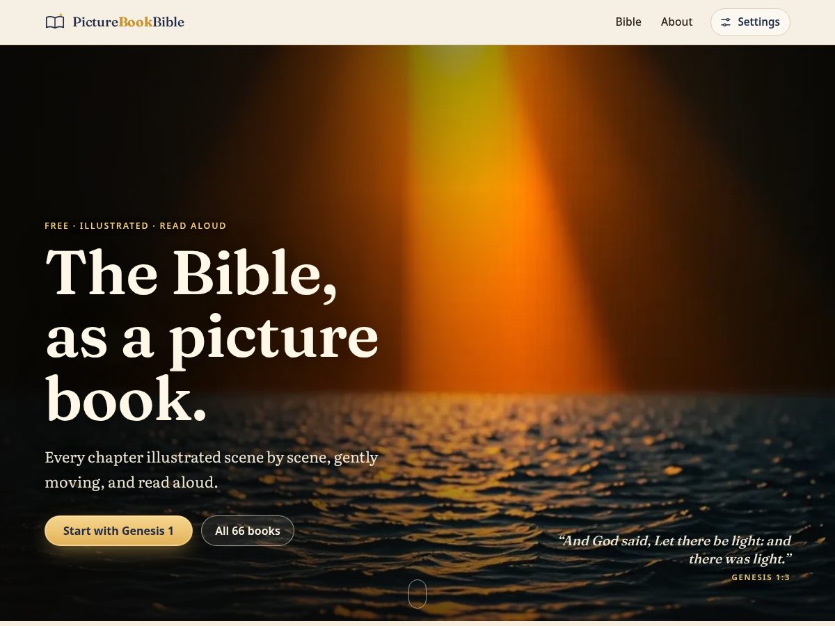 Landing-page snapshot of picturebookbible.com