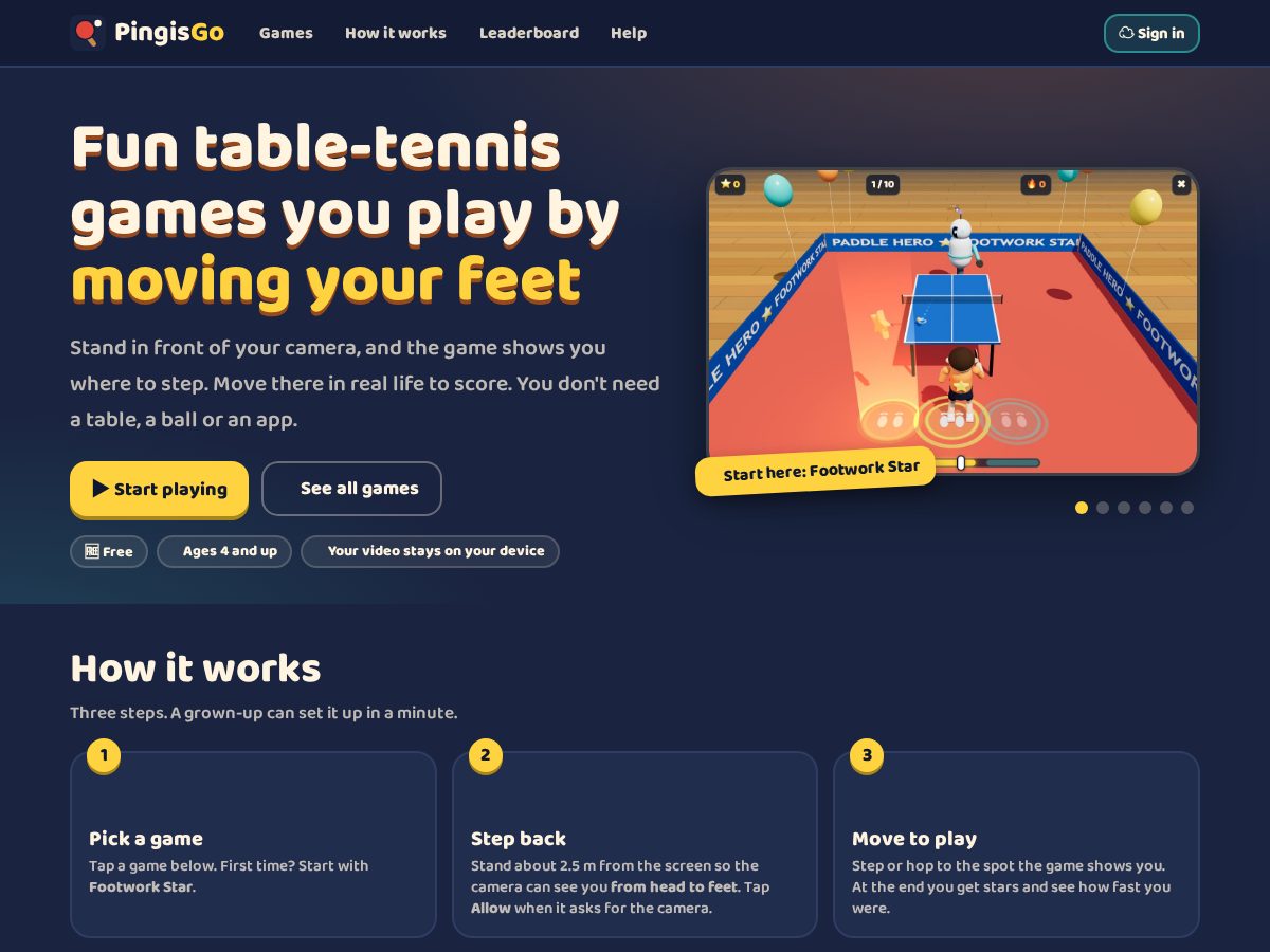 Landing-page snapshot of pingisgo.com