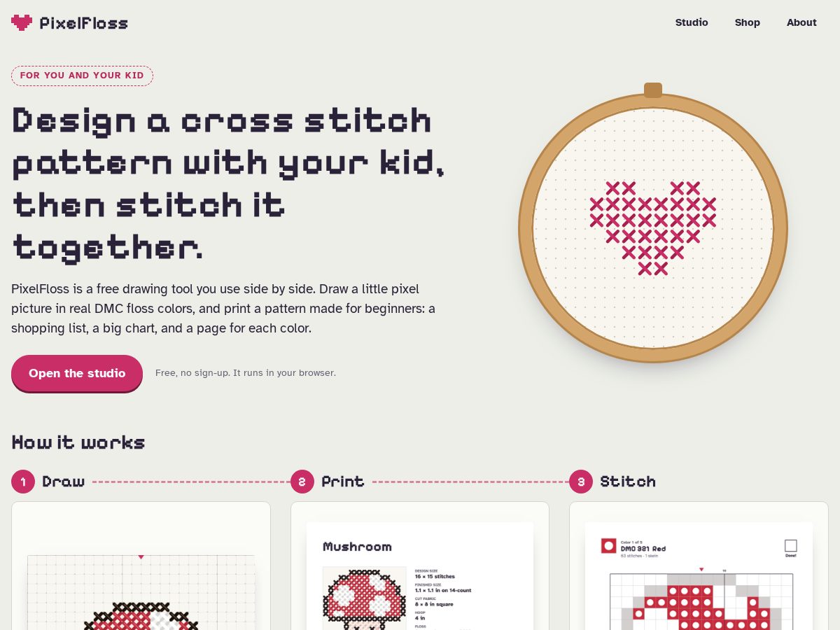 Landing-page snapshot of pixelfloss.com