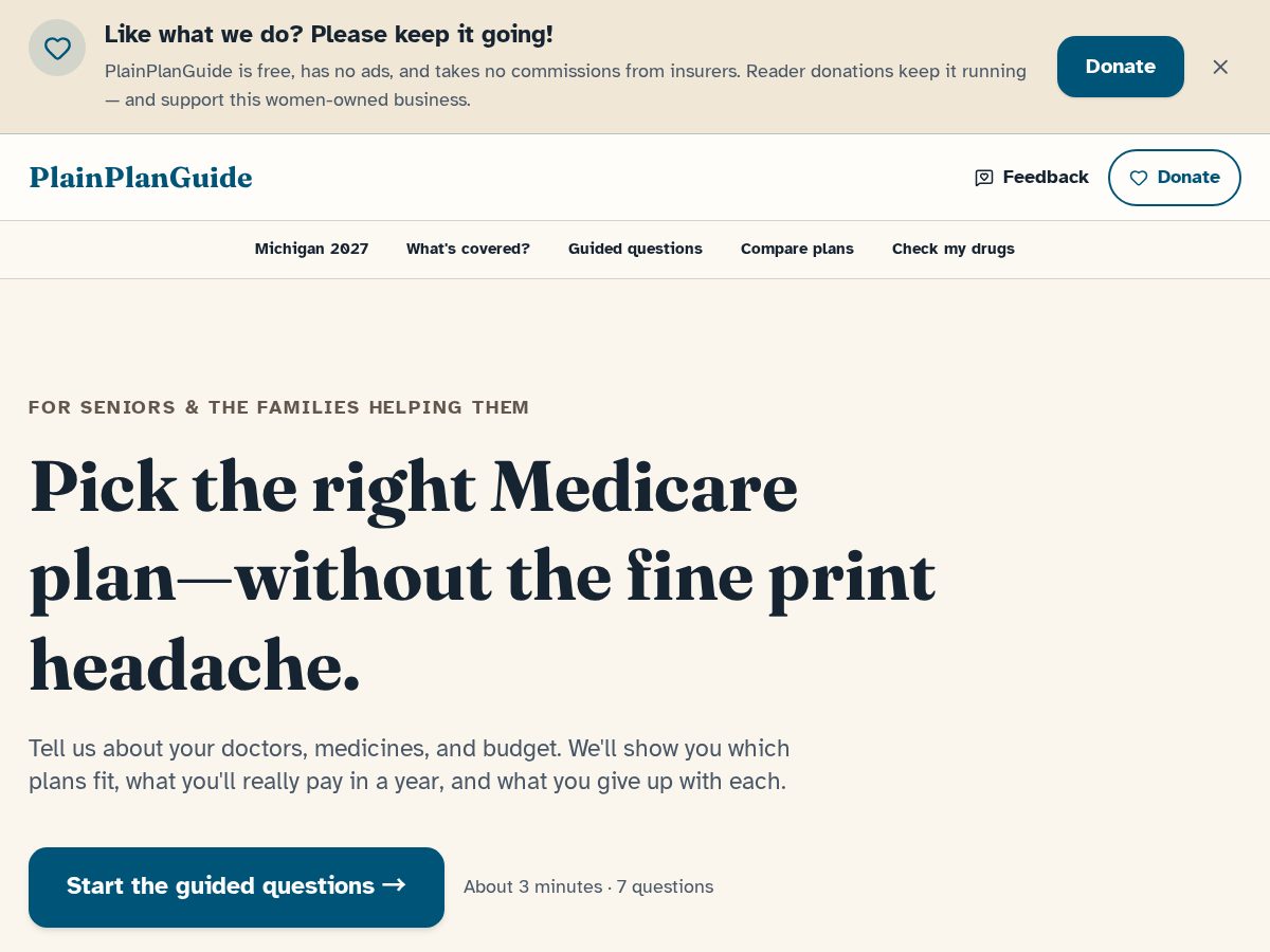 Landing-page snapshot of plainplanguide.com