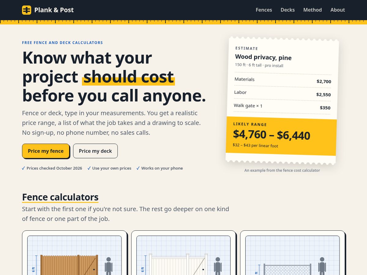 Landing-page snapshot of plankandpost.com