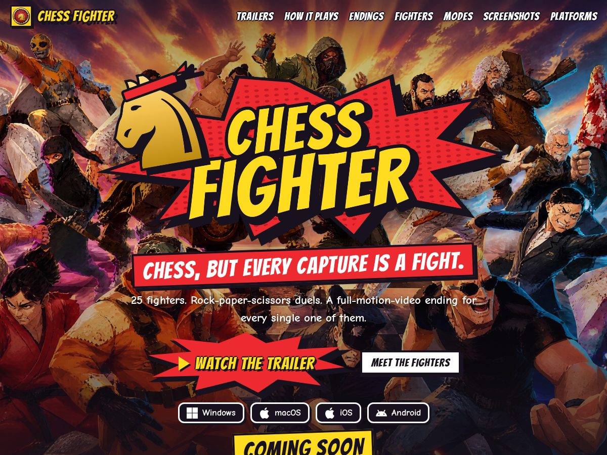 Landing-page snapshot of playchessfighter.com