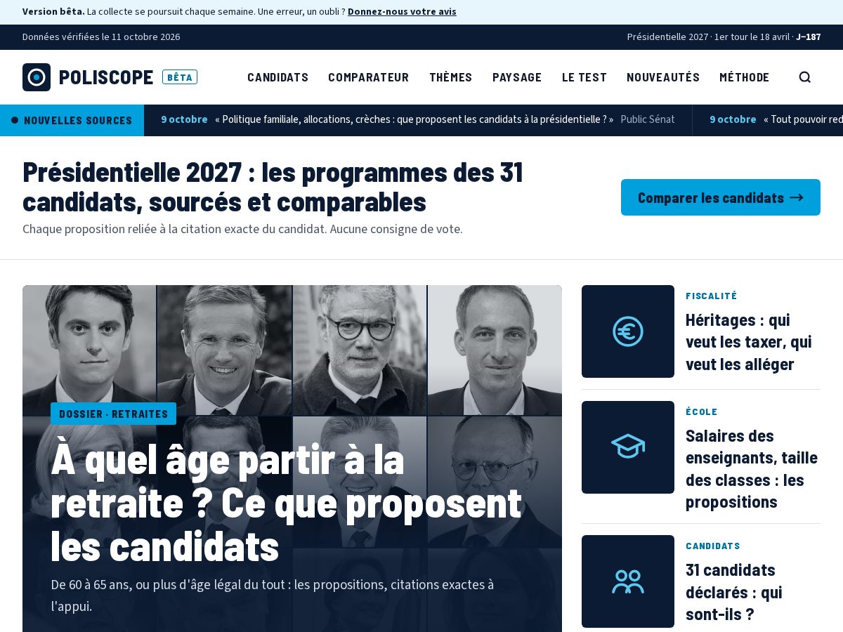 Landing-page snapshot of poliscope.info