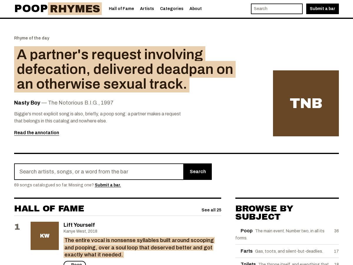 Landing-page snapshot of pooprhymes.com