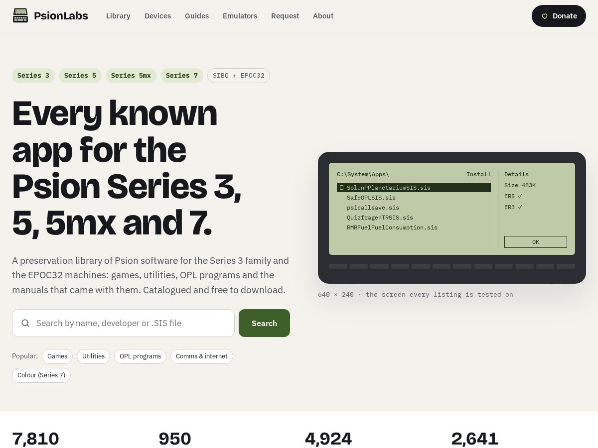 Landing-page snapshot of psionlabs.org