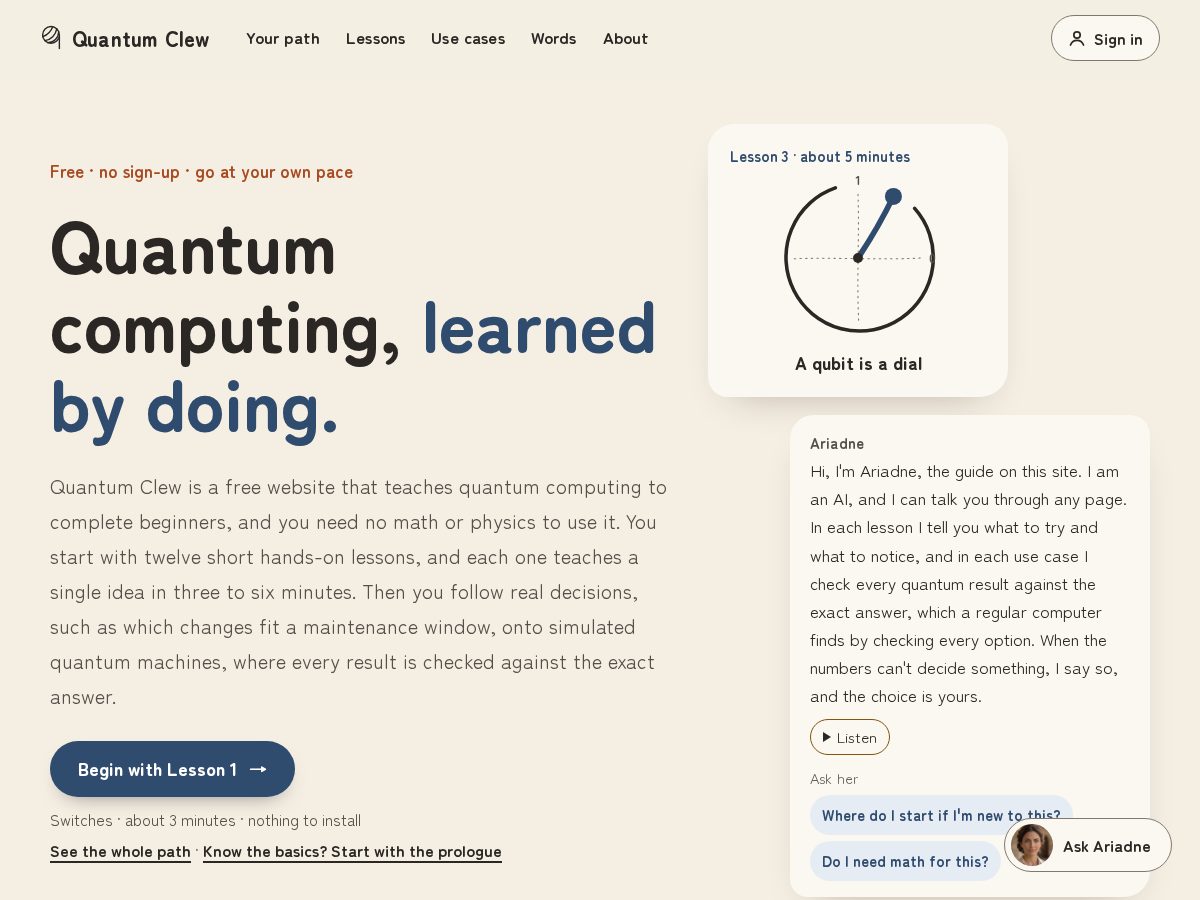 Landing-page snapshot of quantumclew.com