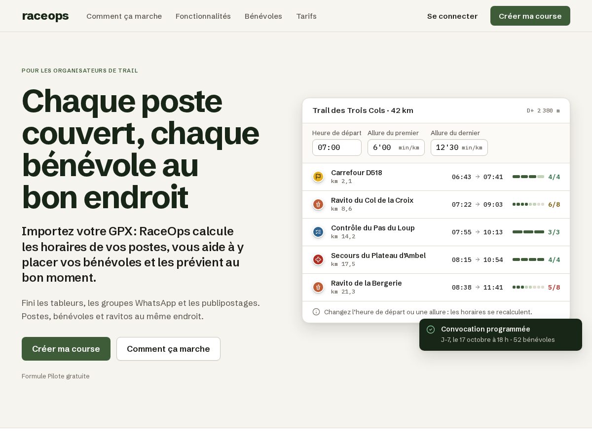 Landing-page snapshot of raceopsapp.com