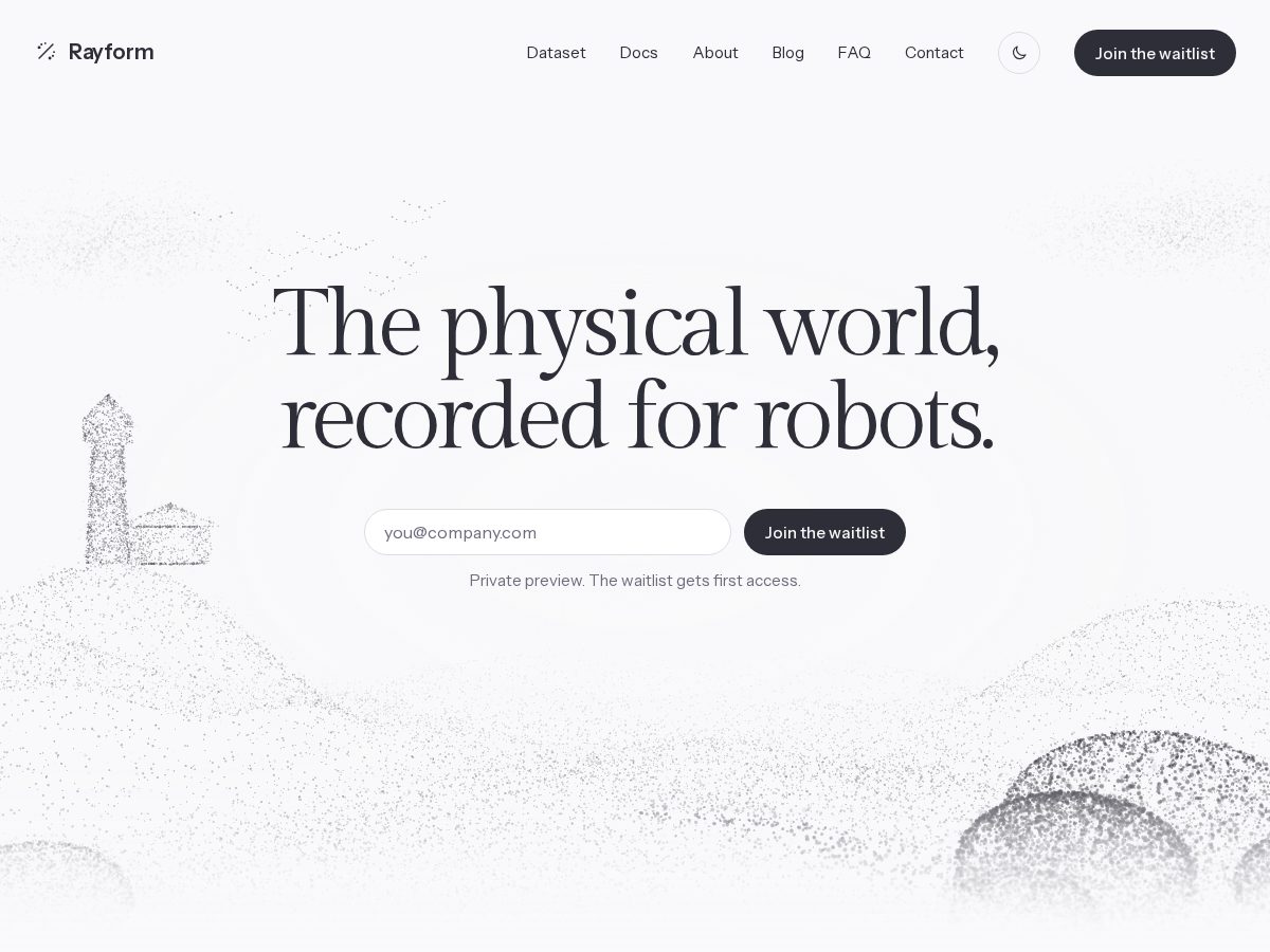 Landing-page snapshot of rayform.world
