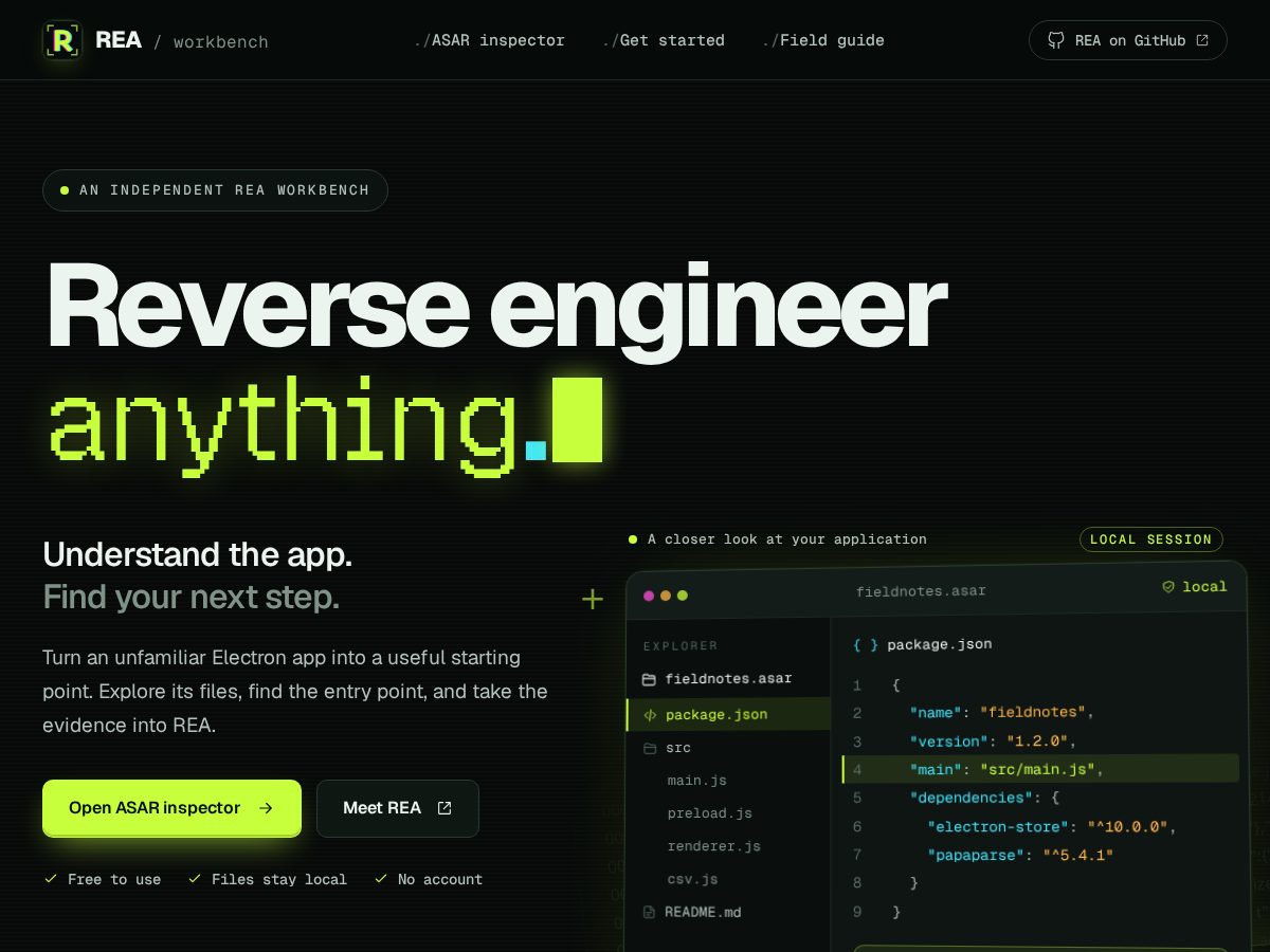 Landing-page snapshot of reverseengineeranything.org