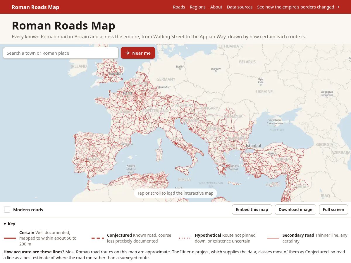 Landing-page snapshot of romanroadsmap.com