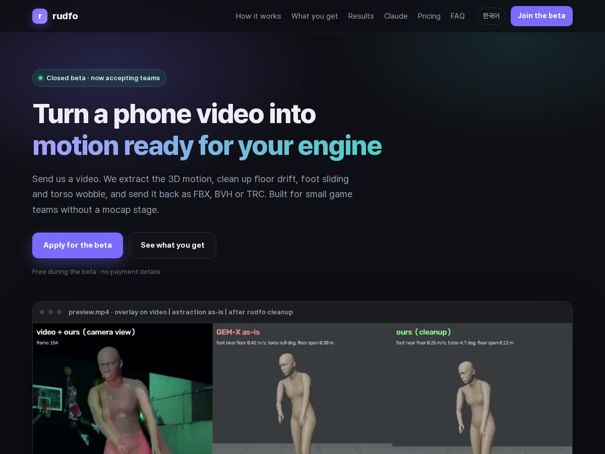 Landing-page snapshot of rudfo.com
