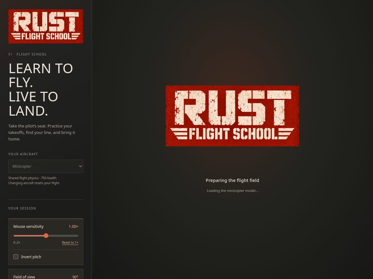 Landing-page snapshot of rustflightschool.com