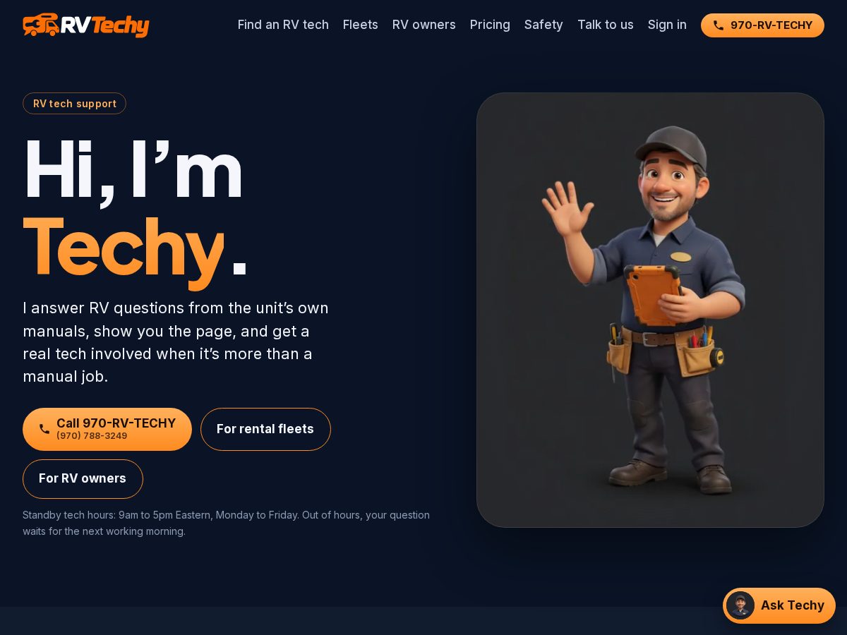 Landing-page snapshot of rvtechy.com