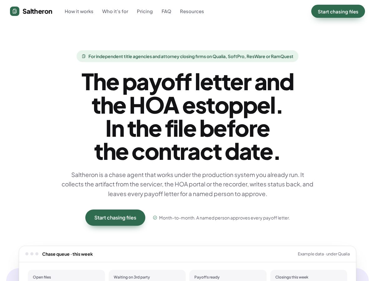 Landing-page snapshot of saltheron.com