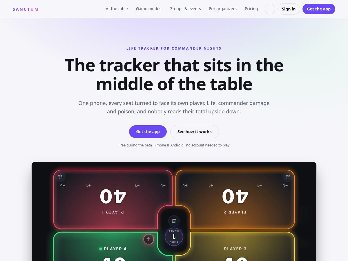 Landing-page snapshot of sanctumtracker.com