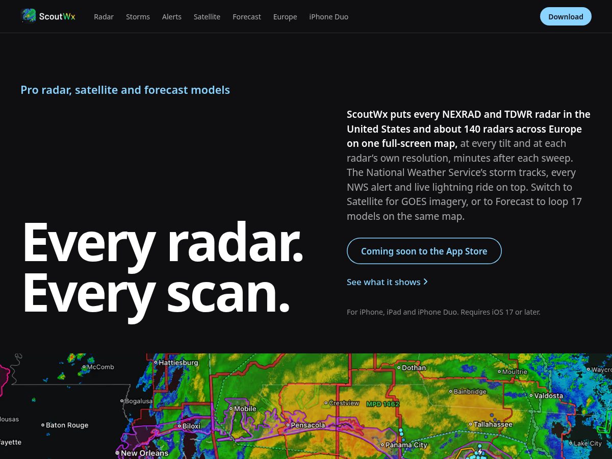 Landing-page snapshot of scoutwx.com