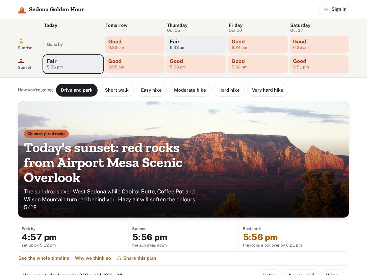 Landing-page snapshot of sedonagoldenhour.com