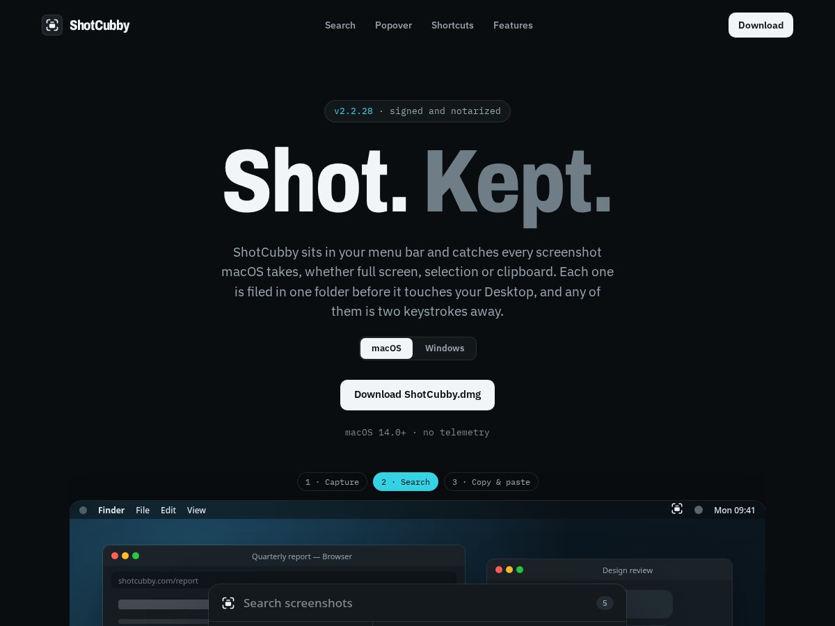 Landing-page snapshot of shotcubby.com