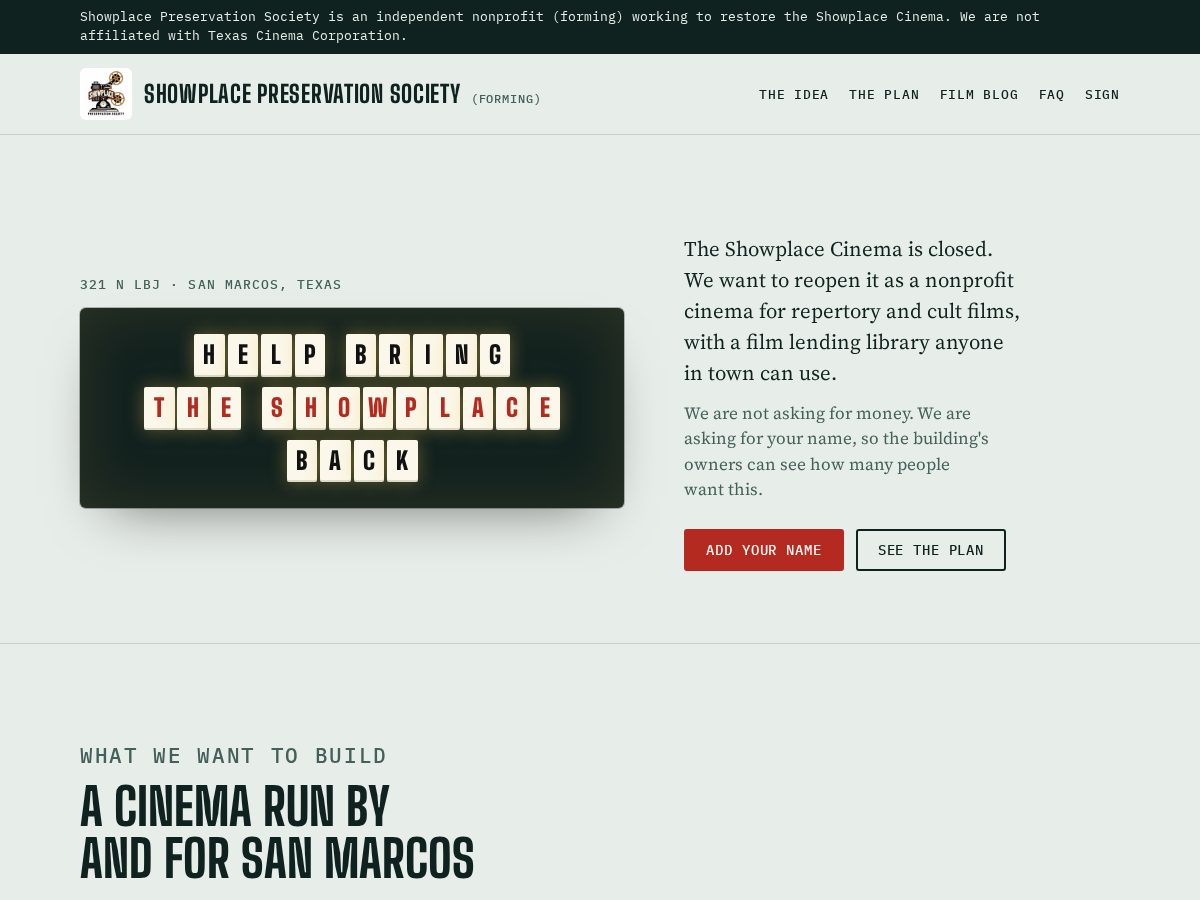 Landing-page snapshot of showplacefilm.club