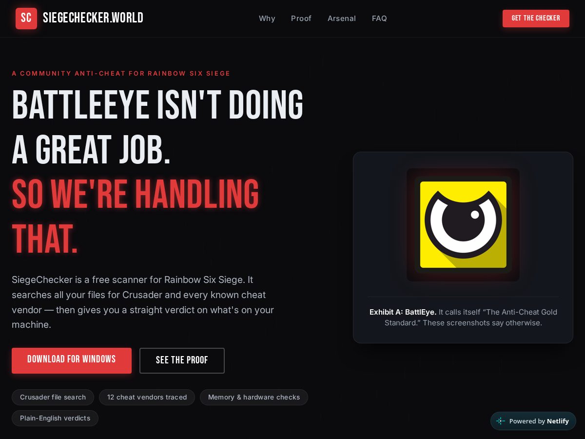 Landing-page snapshot of siegechecker.world