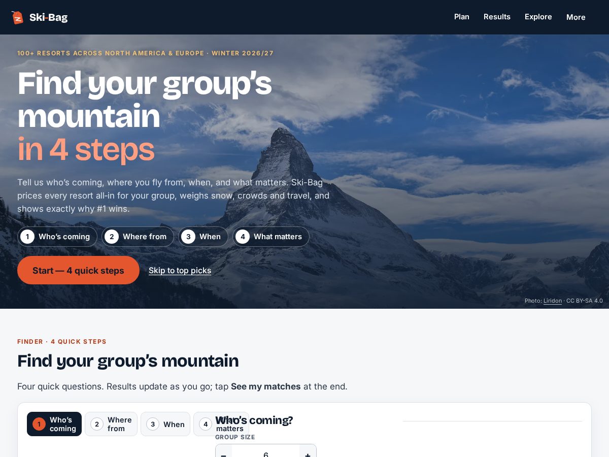 Landing-page snapshot of ski-bag.com