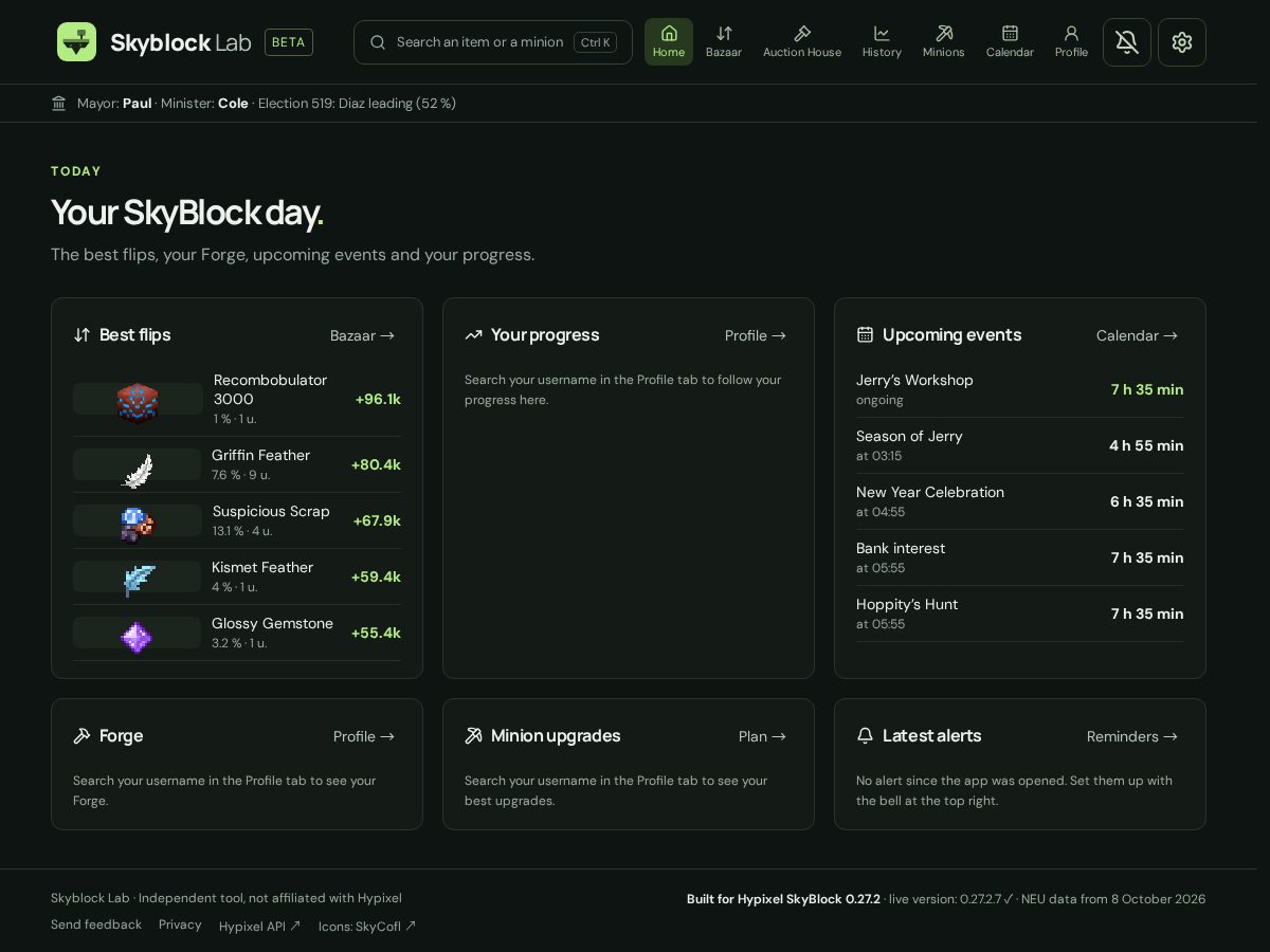 Landing-page snapshot of skyblocklab.com