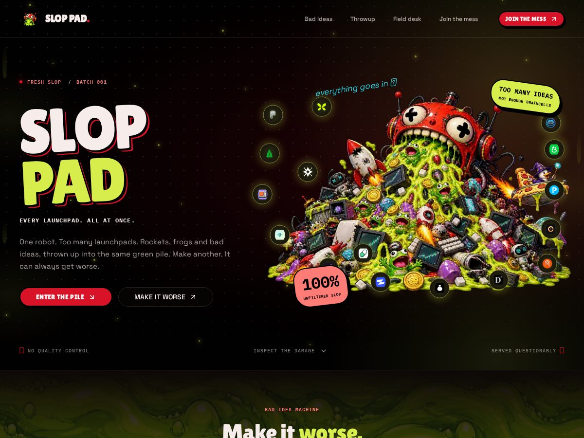 Landing-page snapshot of sloppad.lol