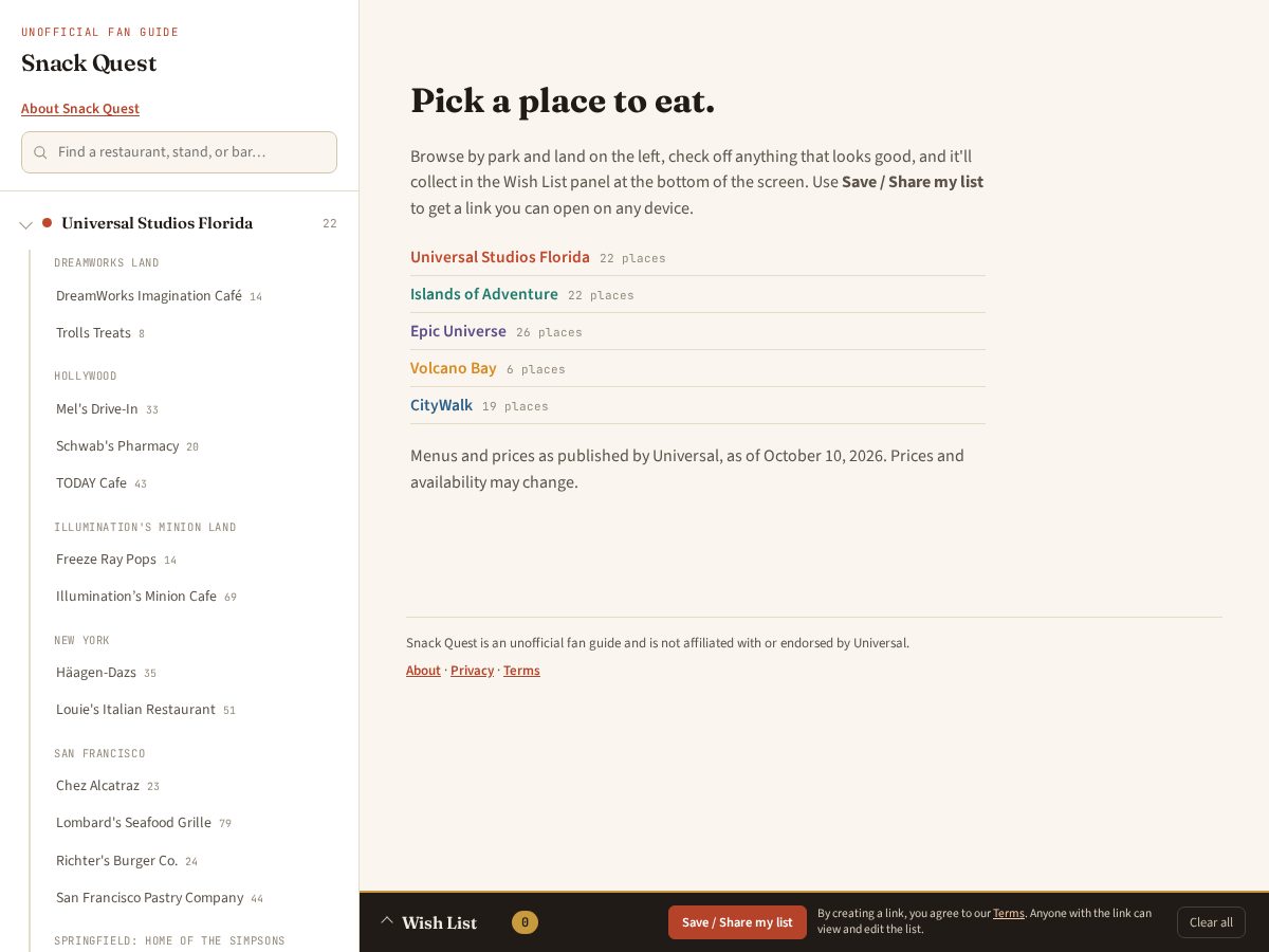 Landing-page snapshot of snackquestguide.com