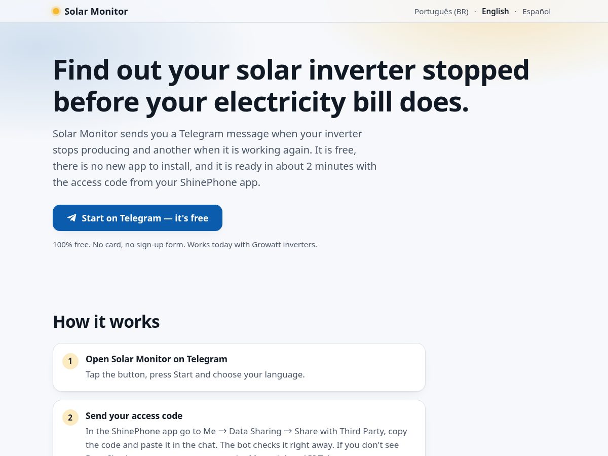 Landing-page snapshot of solarlookout.com