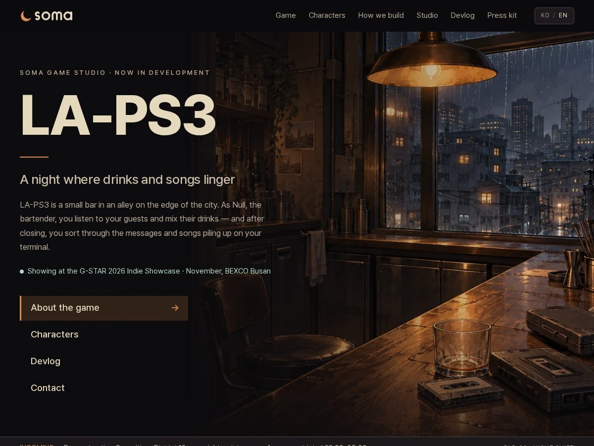 Landing-page snapshot of somagamestudio.com