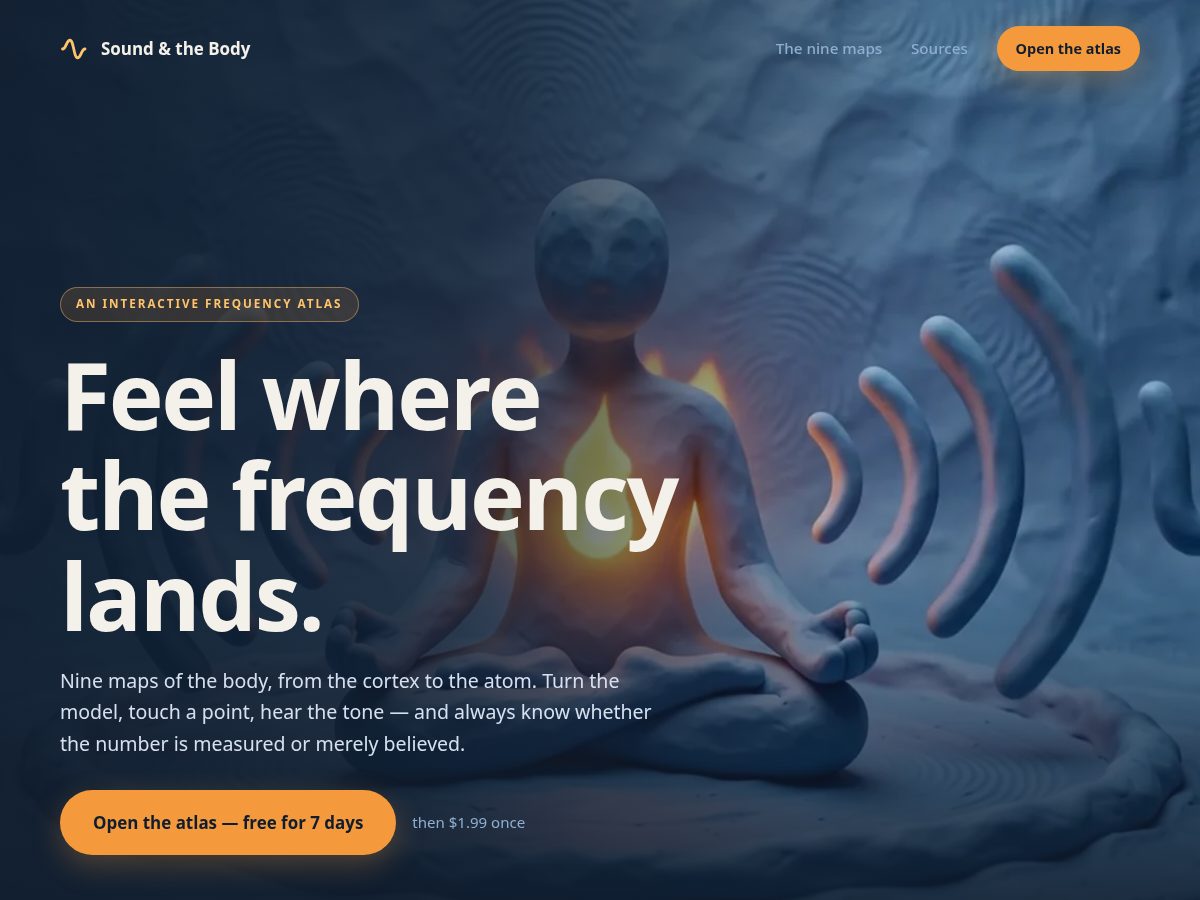 Landing-page snapshot of soundandthebody.com