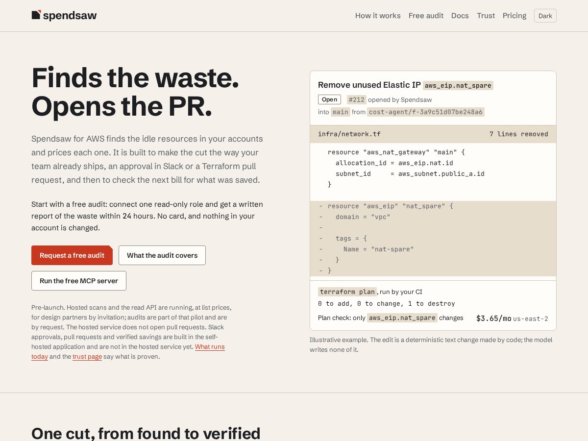 Landing-page snapshot of spendsaw.com