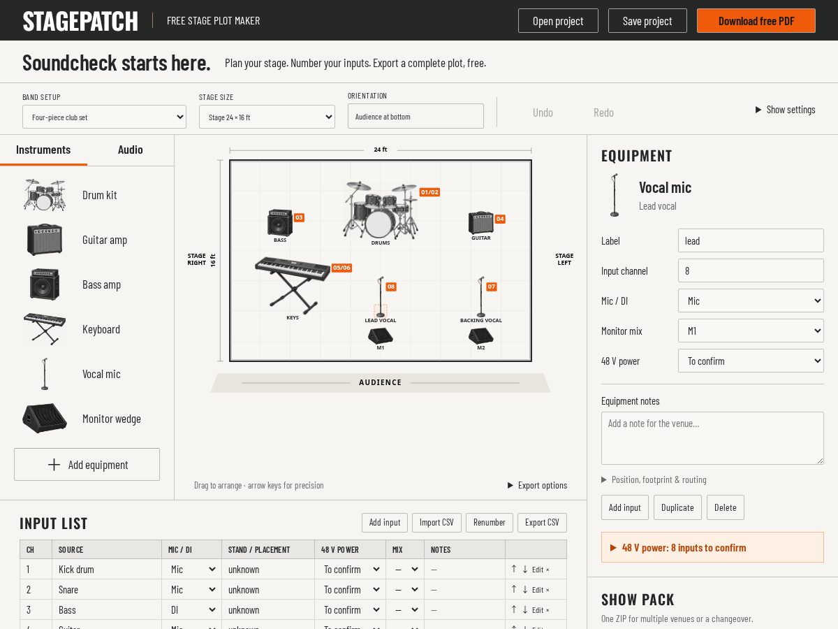 Landing-page snapshot of stagepatchmaker.com