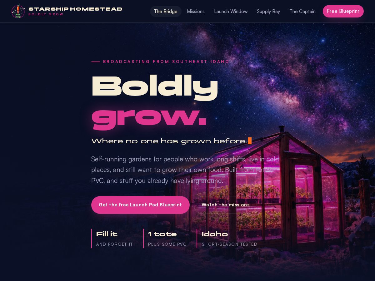 Landing-page snapshot of starshiphomestead.com