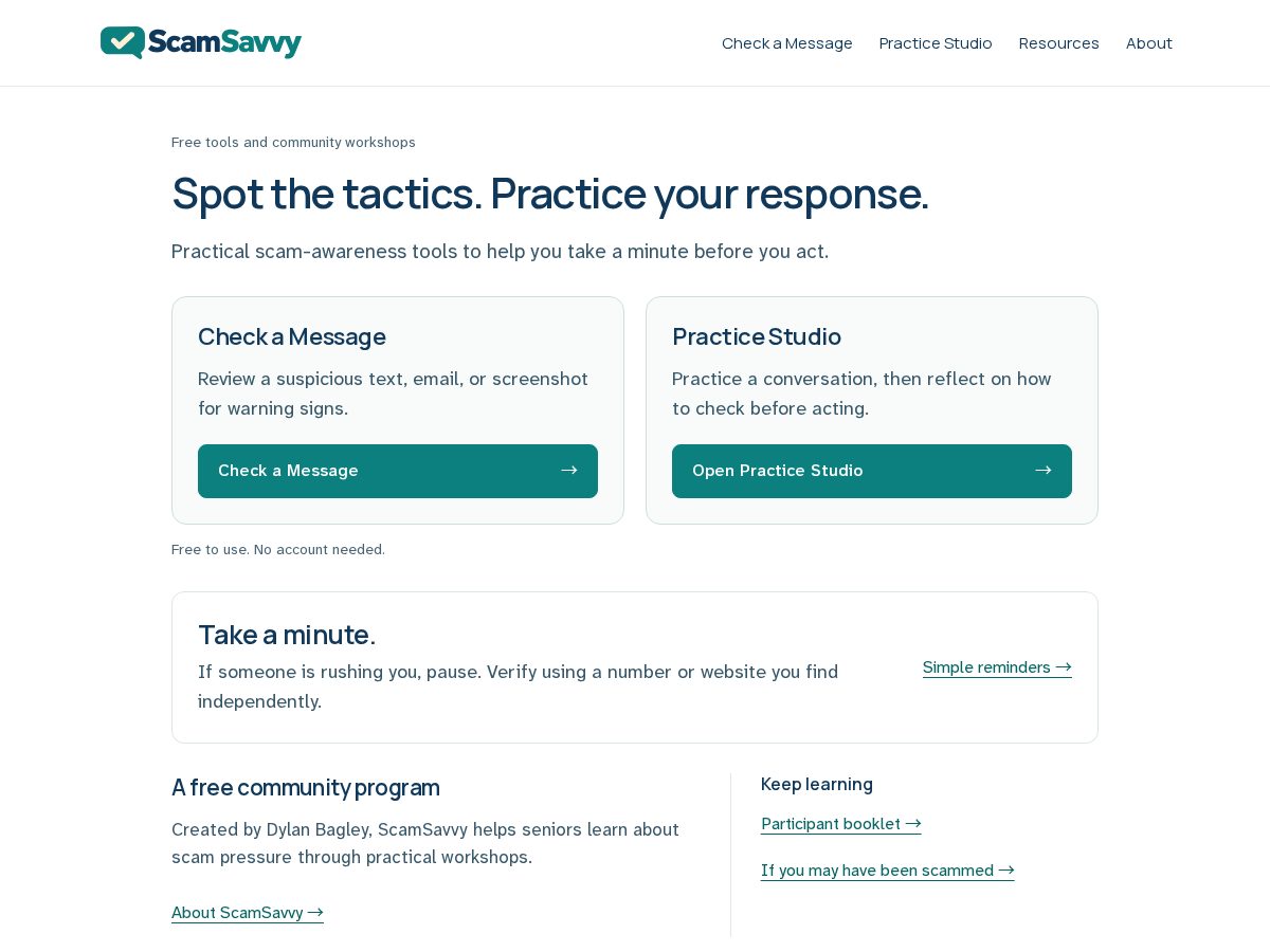 Landing-page snapshot of stayscamsavvy.org