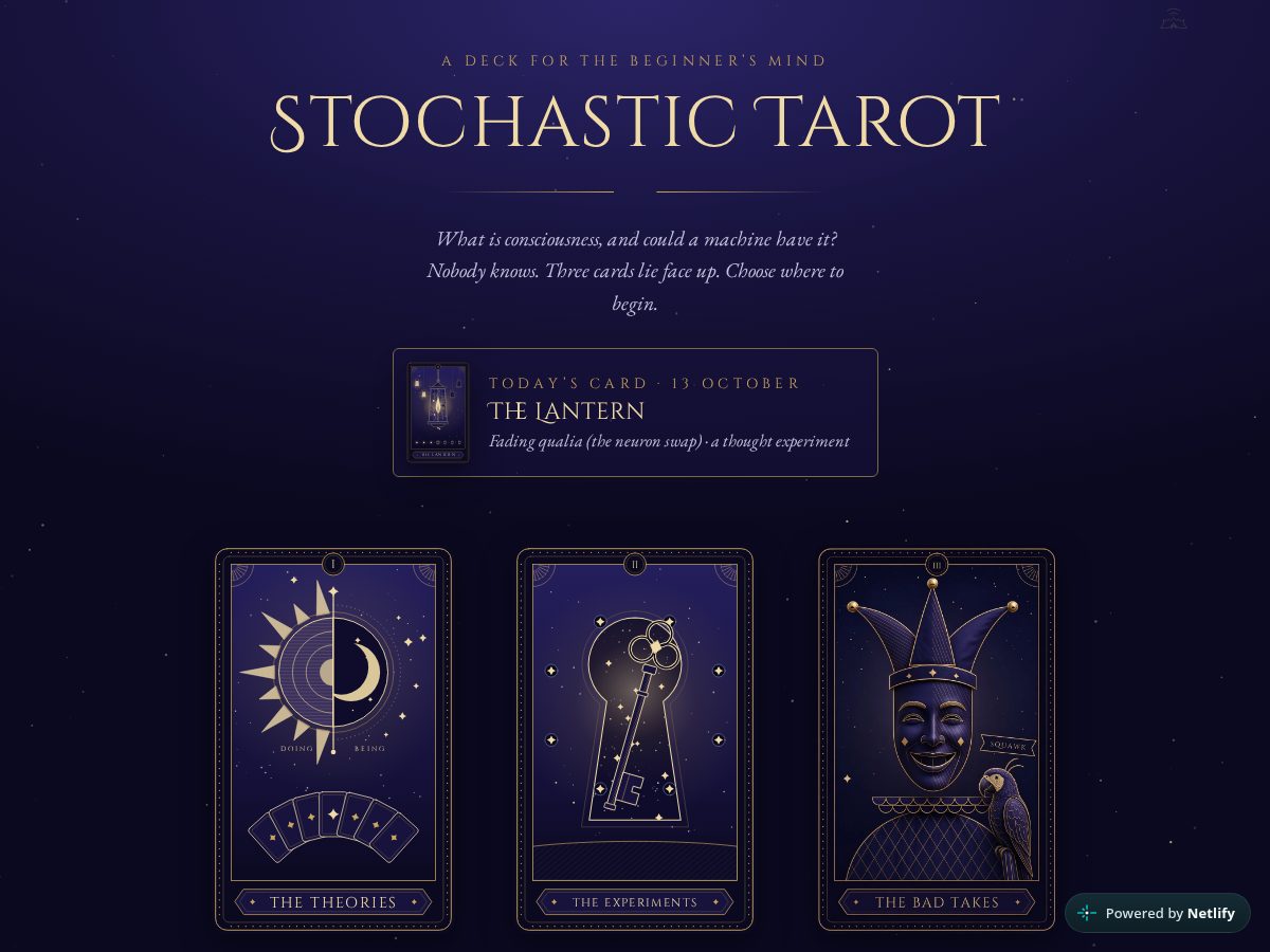 Landing-page snapshot of stochastictarot.com