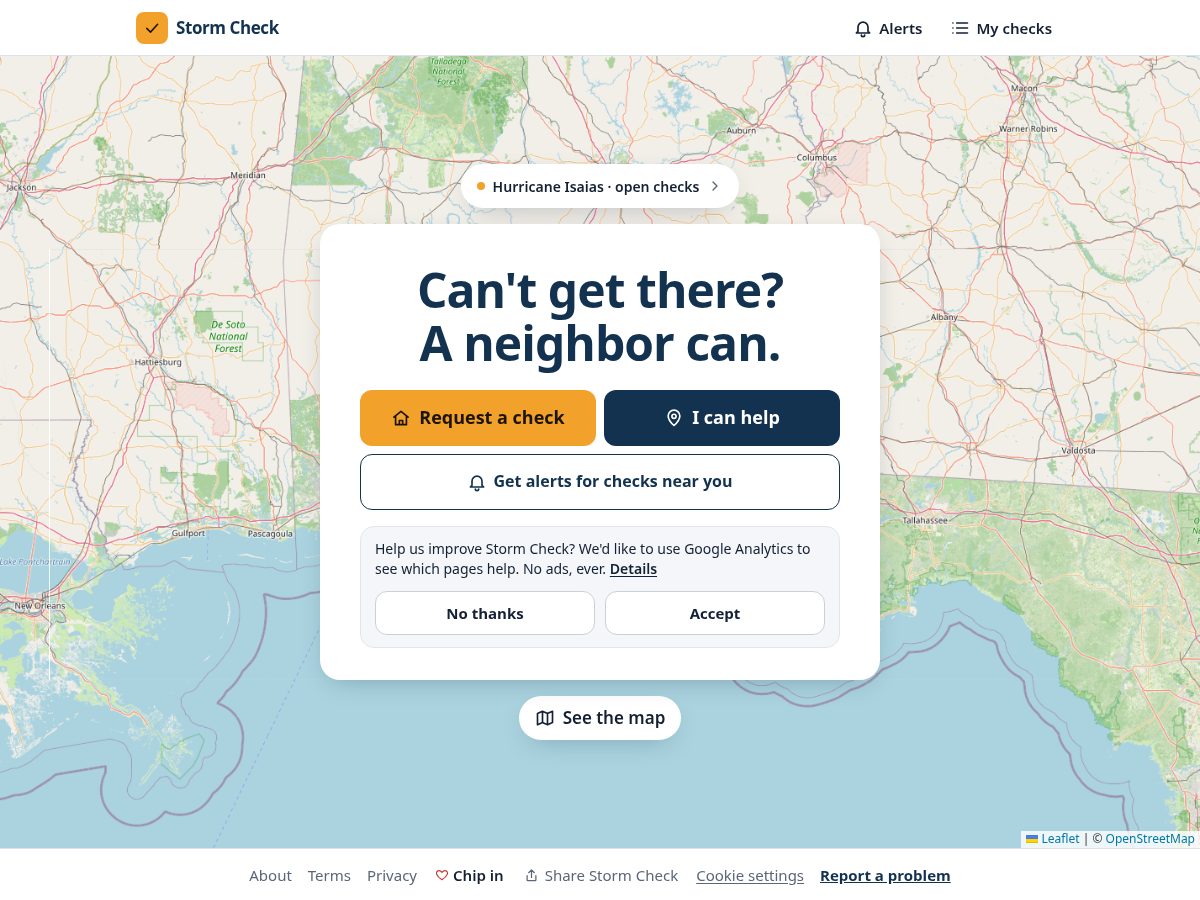 Landing-page snapshot of stormcheck.app