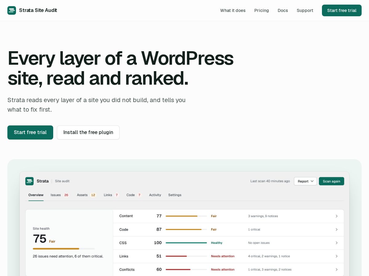 Landing-page snapshot of stratasiteaudit.com
