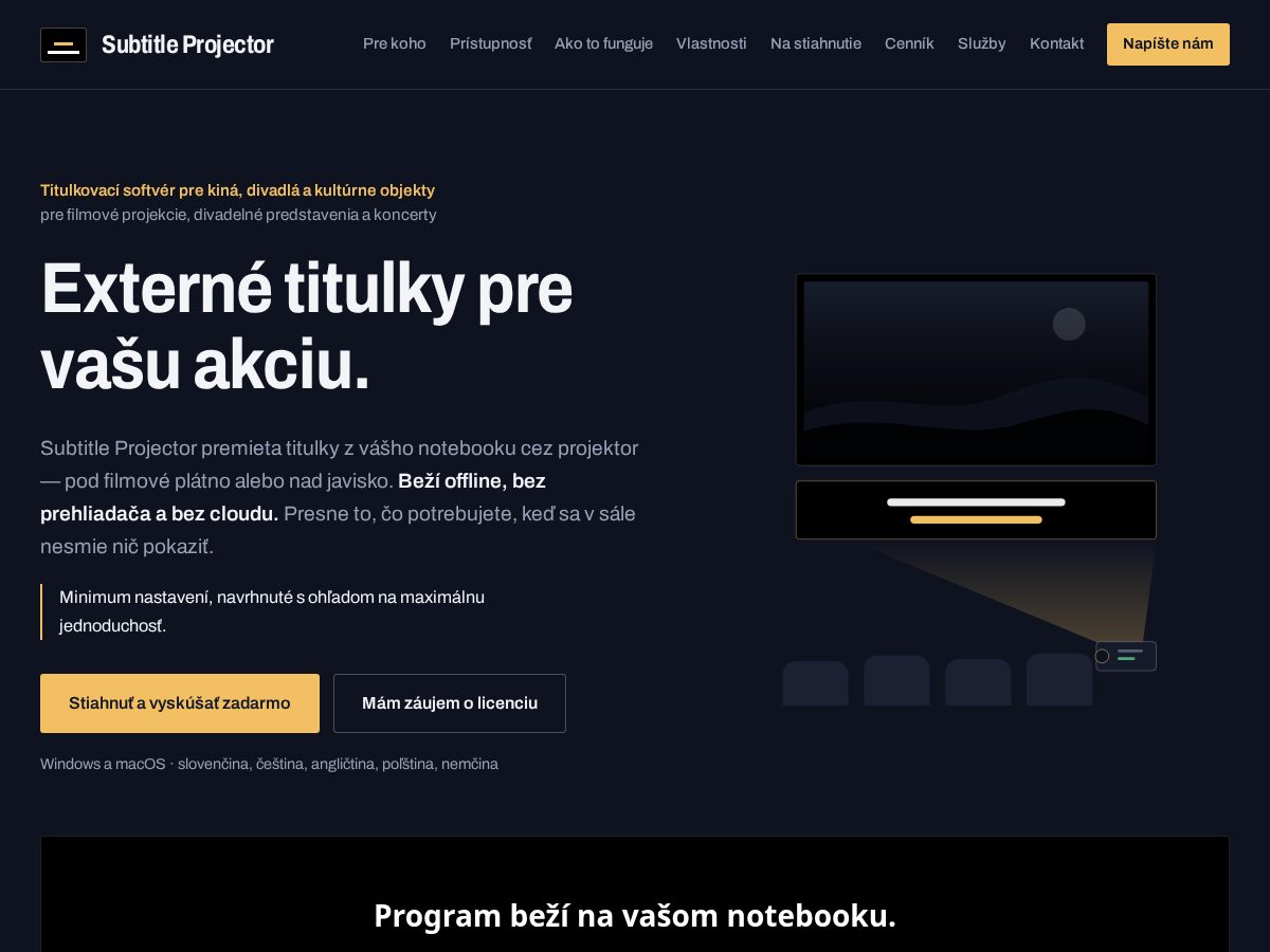 Landing-page snapshot of subtitleprojector.com