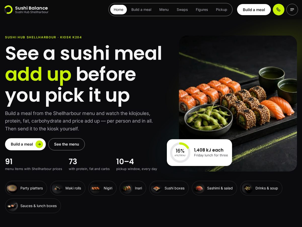 Landing-page snapshot of sushihubshellharbour.online