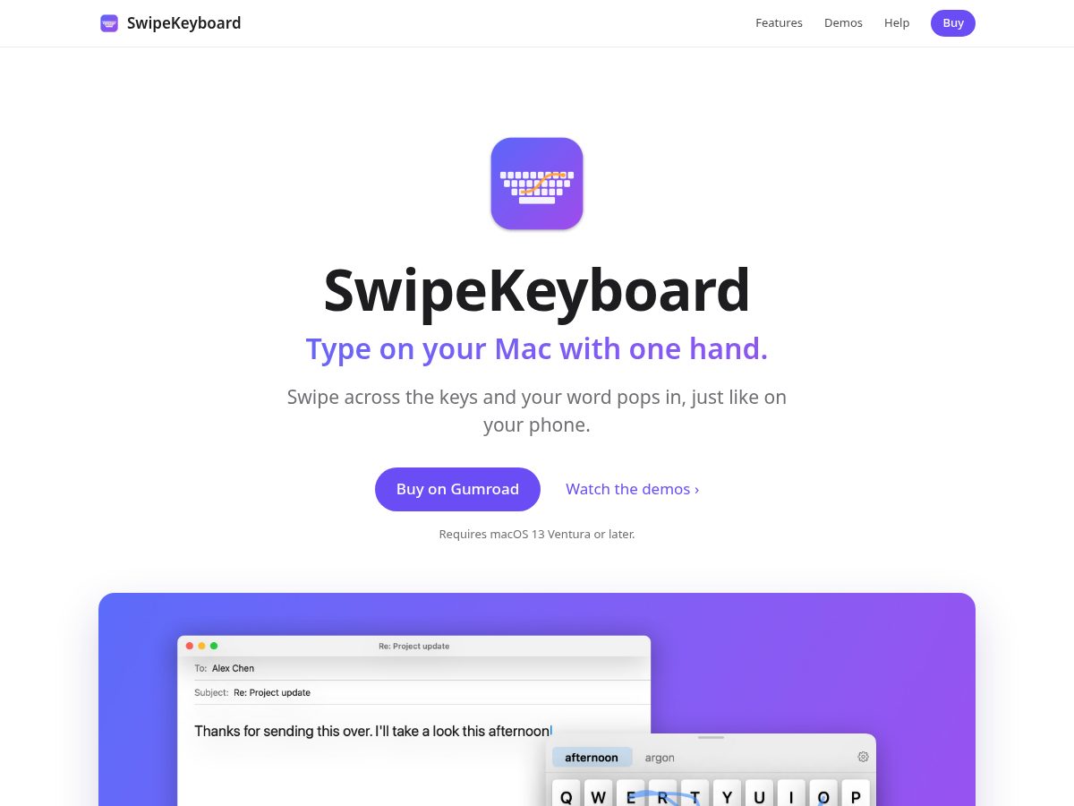 Landing-page snapshot of swipekeyboard.app