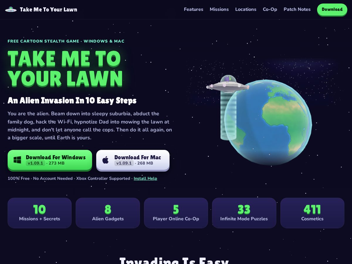 Landing-page snapshot of takemetoyourlawn.com