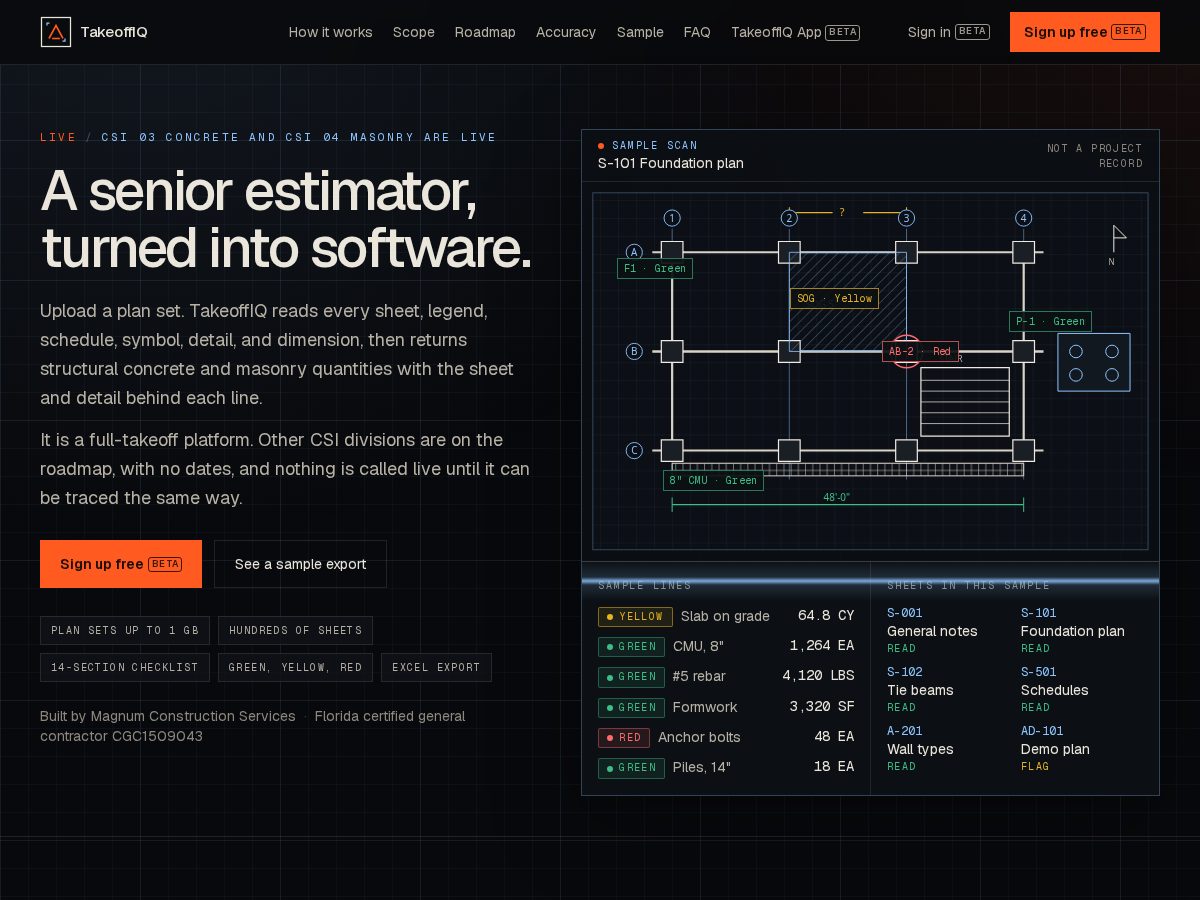 Landing-page snapshot of takeoffiq.app