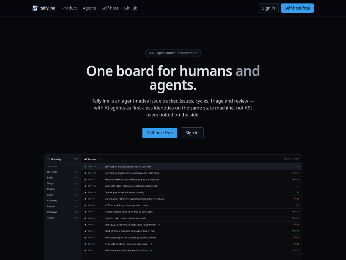 Landing-page snapshot of tallyline.app