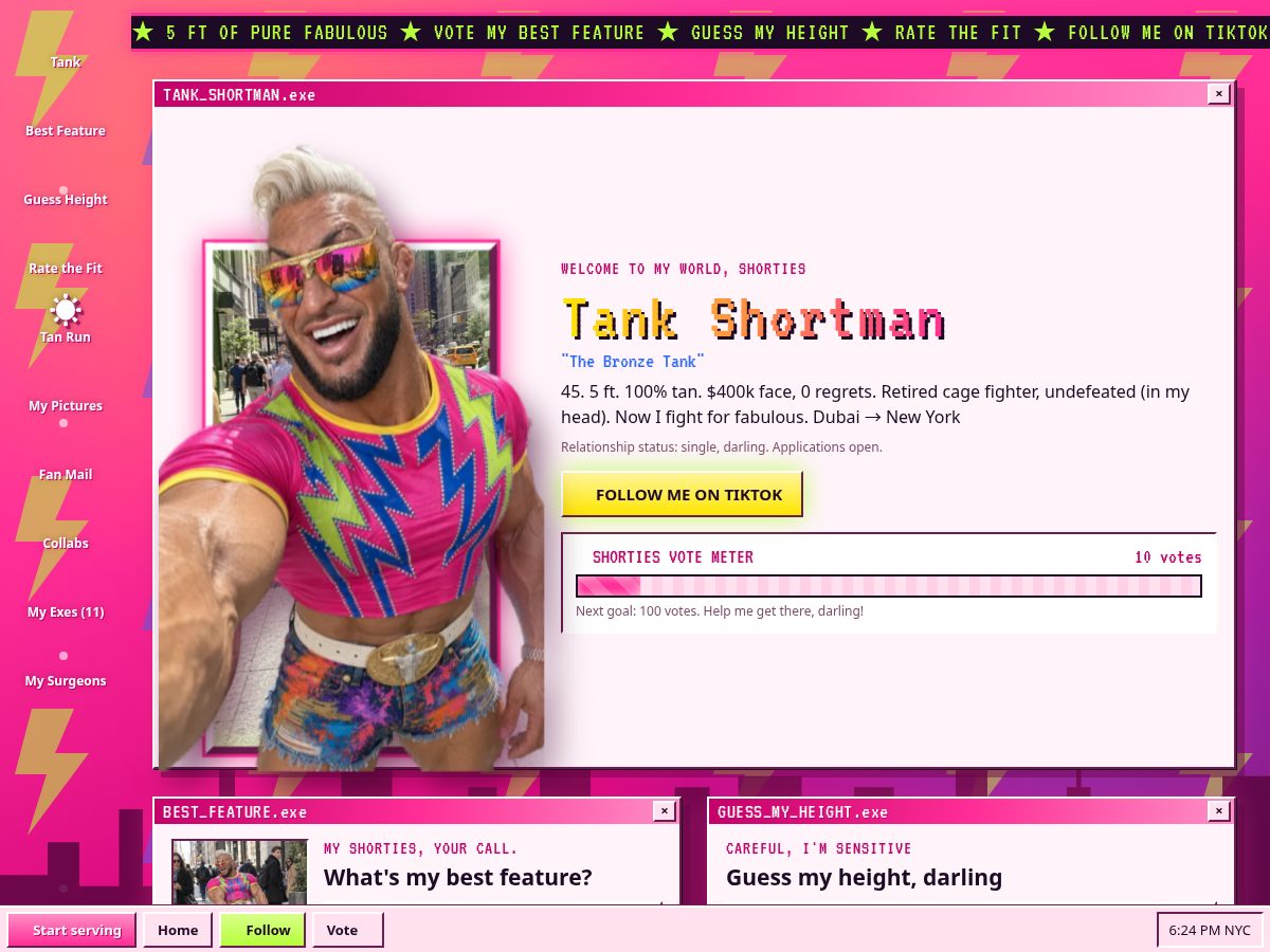 Landing-page snapshot of tankshortman.com